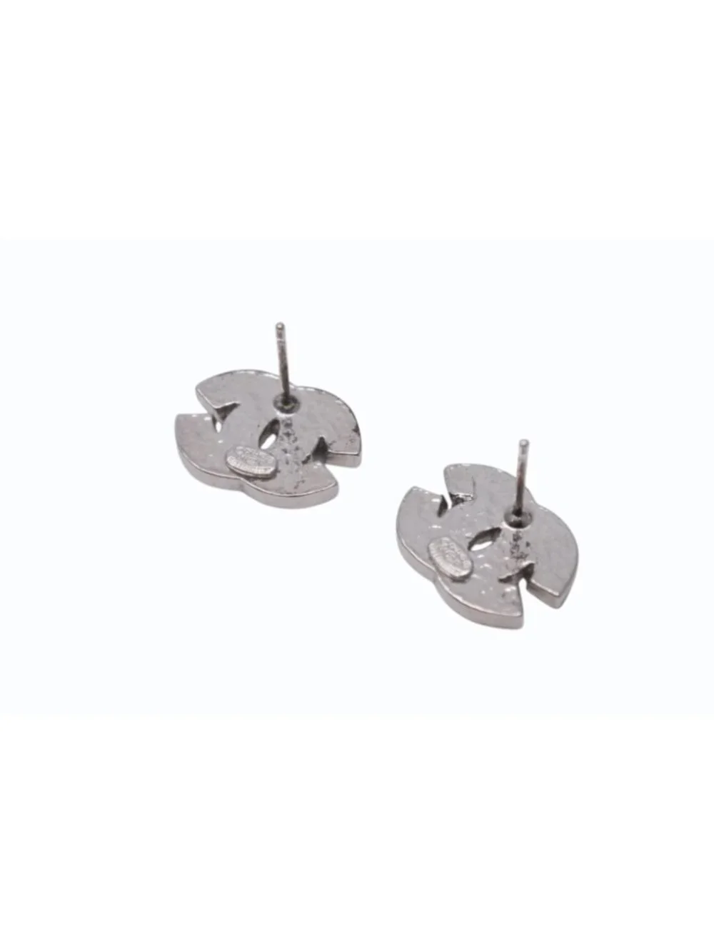 Chanel CC Logo Earrings Rhinestone Silver Color 01